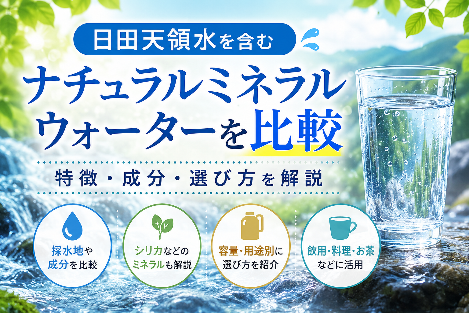 日田天領水を含むナチュラルミネラルウォーターを比較｜特徴・成分・選び方を解説