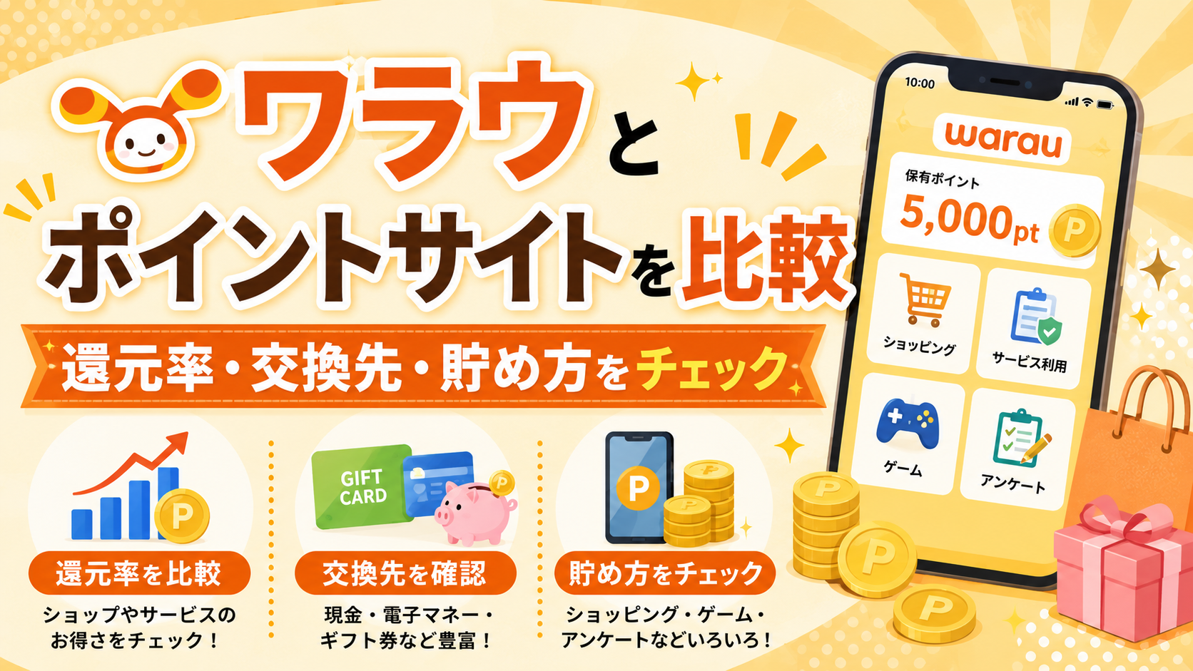 ワラウとポイントサイトを比較|還元率・交換先・貯め方をチェック
