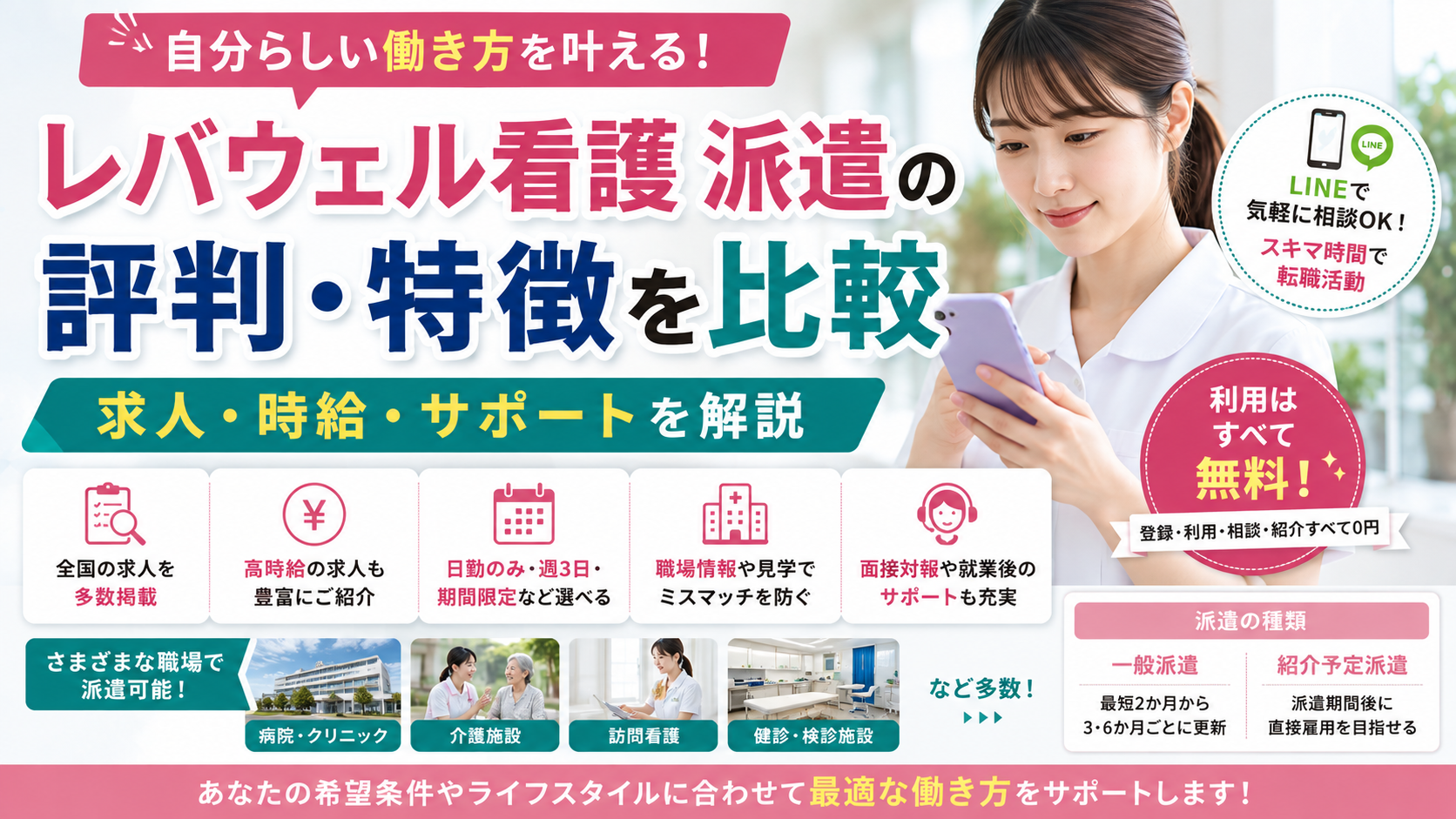 レバウェル看護 派遣の評判・特徴を比較｜求人・時給・サポートを解説