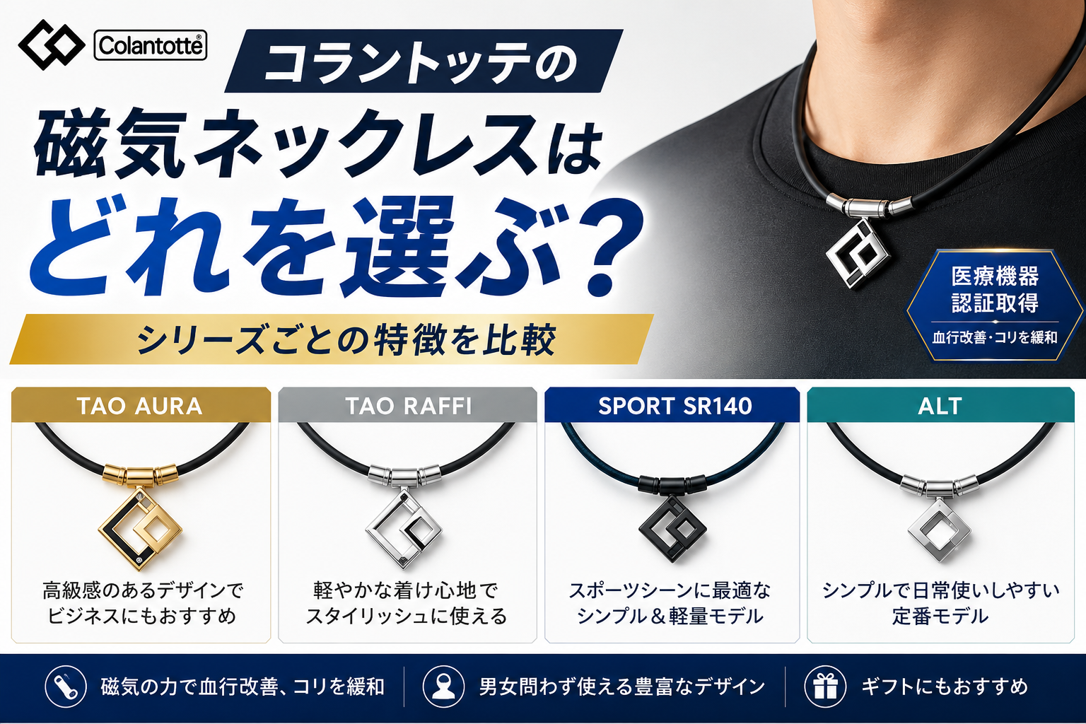 コラントッテの磁気ネックレスはどれを選ぶ？シリーズごとの特徴を比較