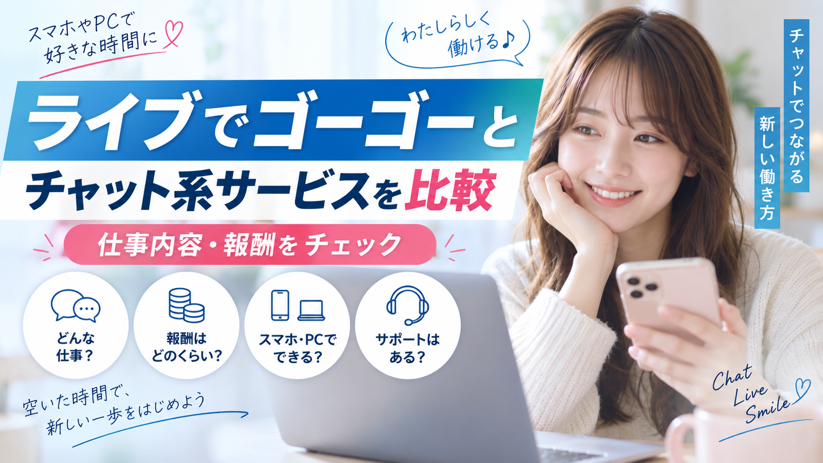 ライブでゴーゴーとチャット系サービスを比較｜仕事内容や報酬を解説